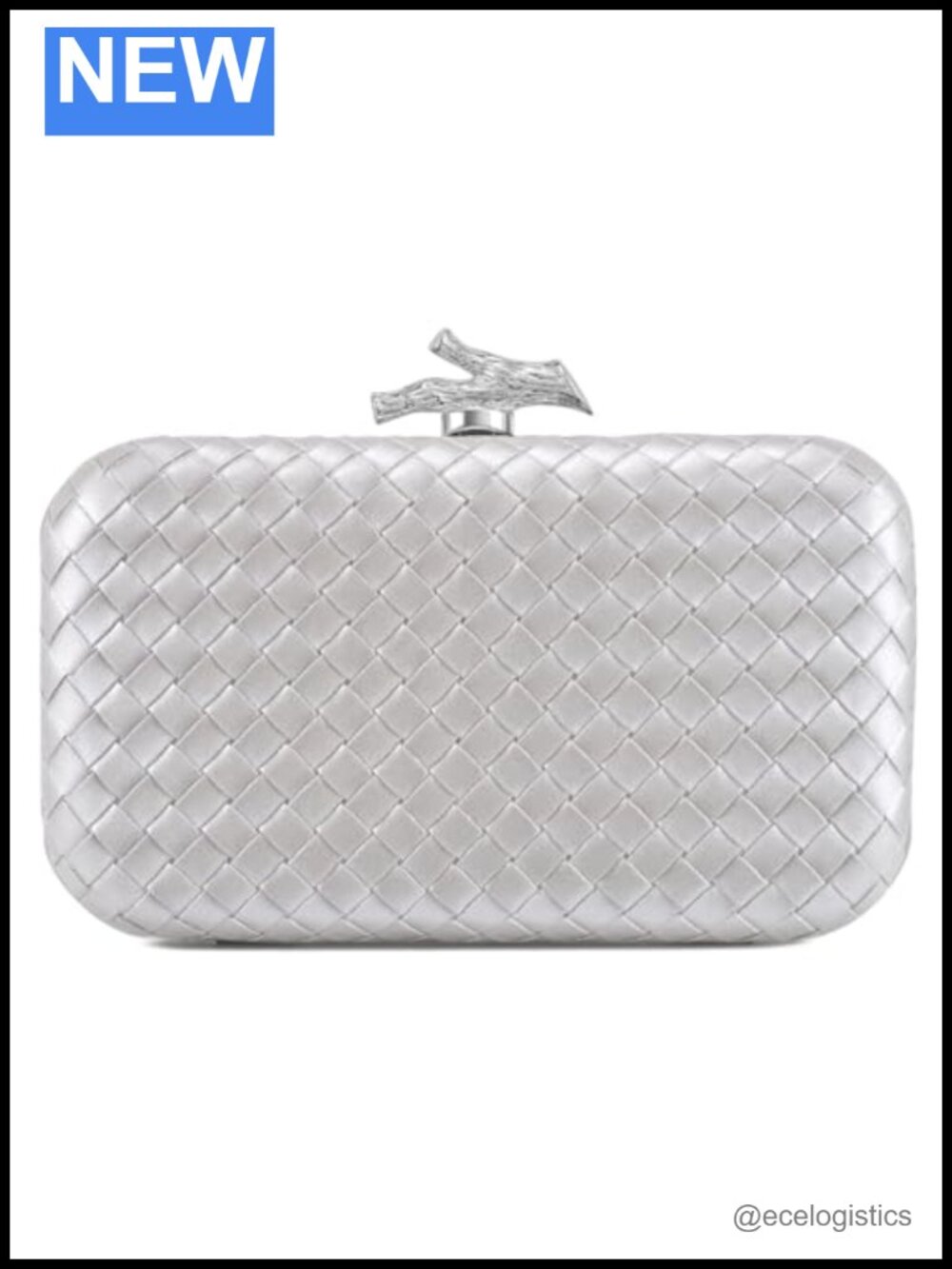 Woven Clutch Purse with Detachable Chain Strap - Formal Elegant Handbag